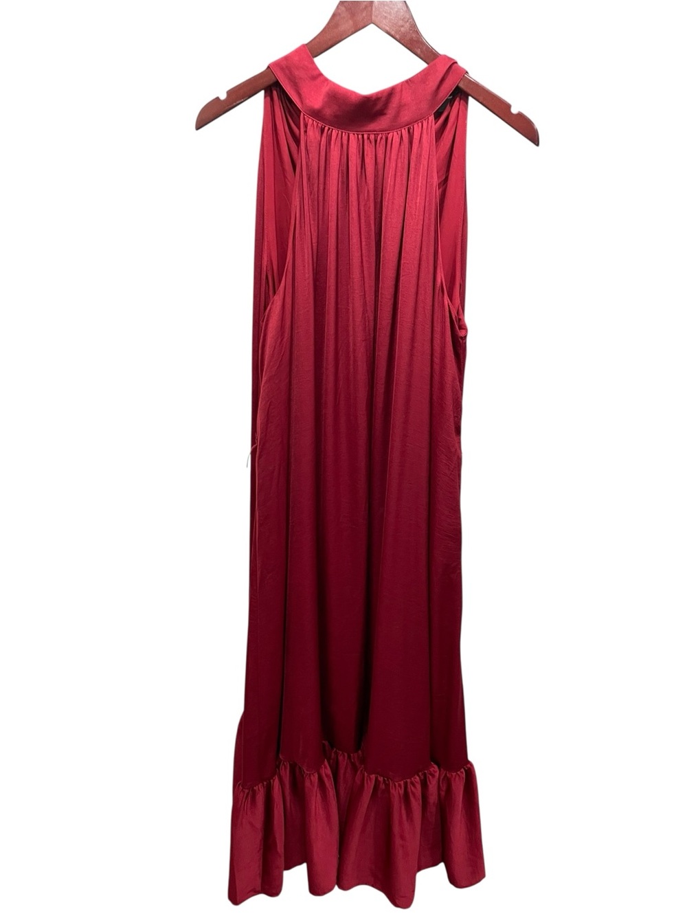 Banana Republic Red Maxi Halter Dress with Neck Tie at Back Size M Tall
